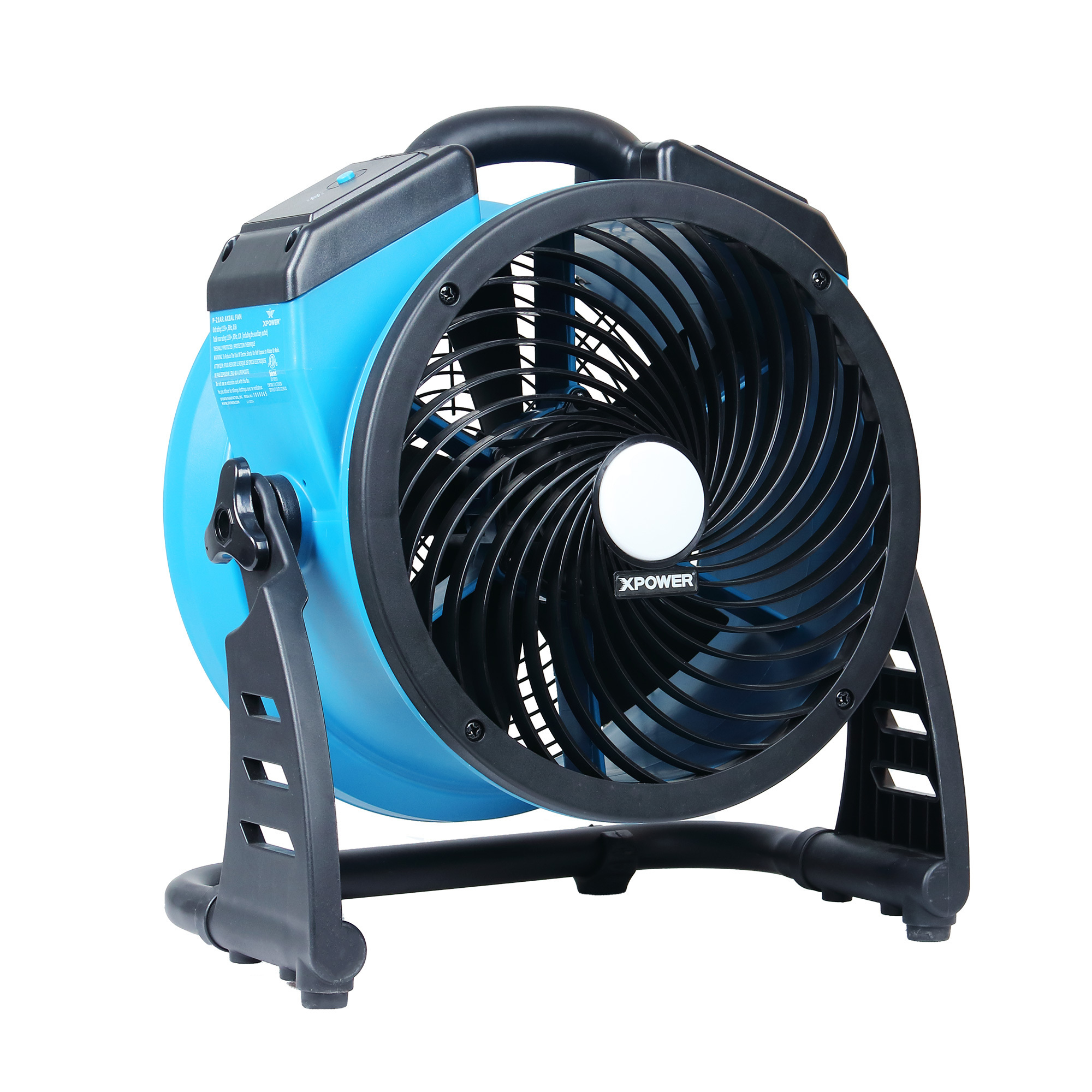 XPOWER Industrial Axial Air Mover Blower Fan — 1100 CFM, 4 Speed, LED Spotlight, Model# P-21L